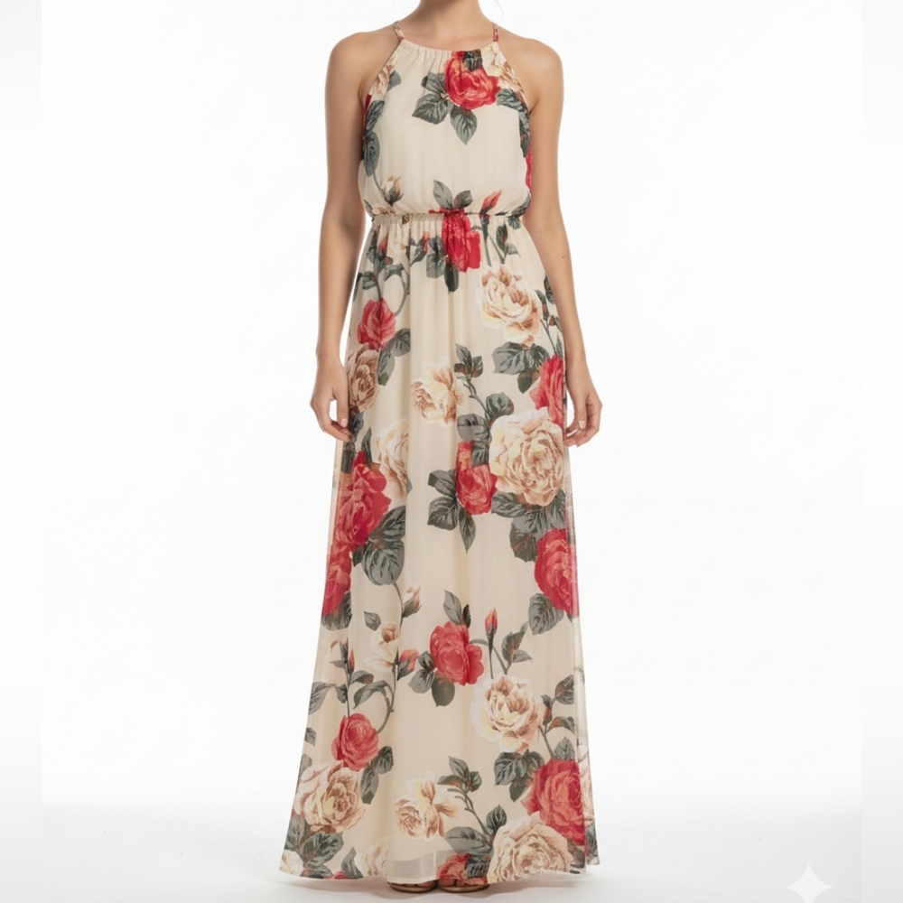 Show Me Your MuMu Floral Halter Maxi Dress Women's Medium Flowy‎